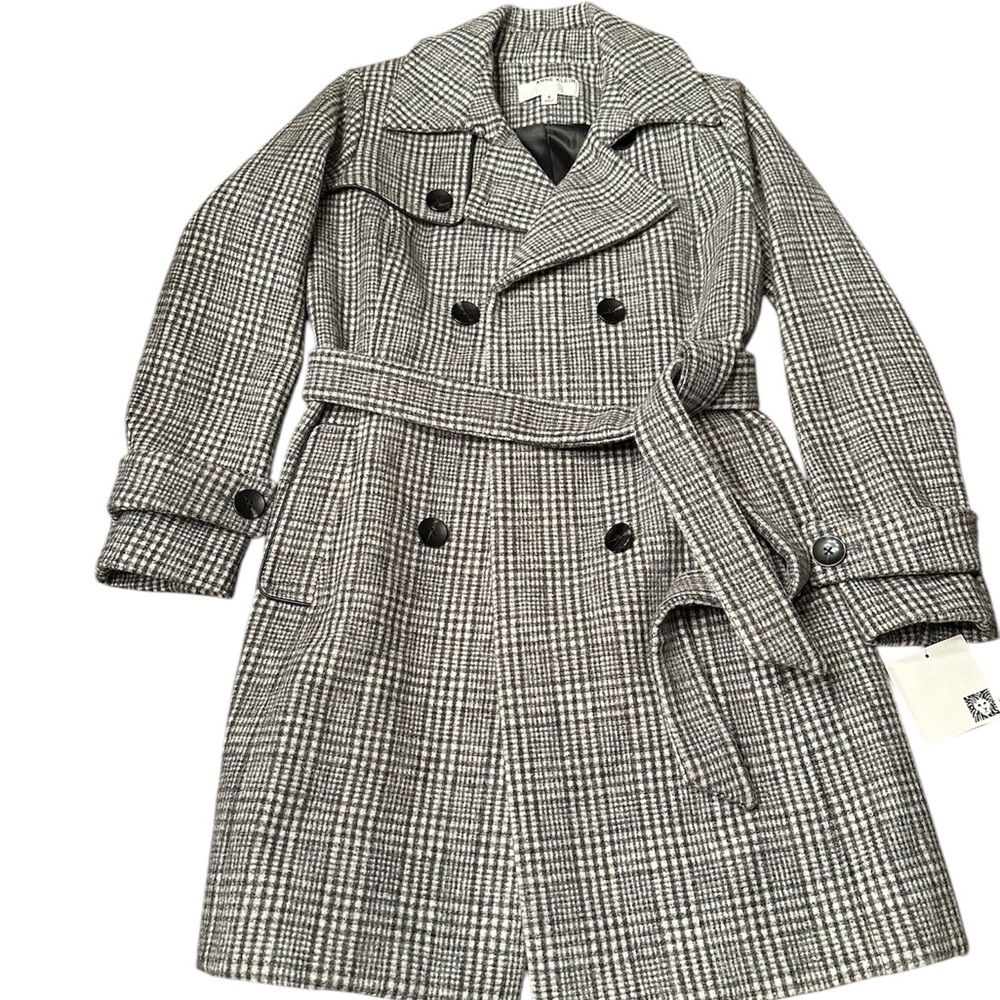 Anne Klein Gray and Black Trench Coat with Belt